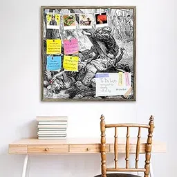ArtzFolio Torture Broke Instrument Image | Bulletin Board Notice Pin Board | Vision Soft Board Combo with Thumb Push Pins & Sticky Notes | Antique Golden Frame | 16 x 16 inch (41 x 41 cms)-picture-18
