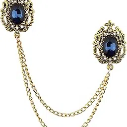 panjatan Jazzy Crystal Roamanian Pattern with Golden Chain Pin Brooch.-picture-57