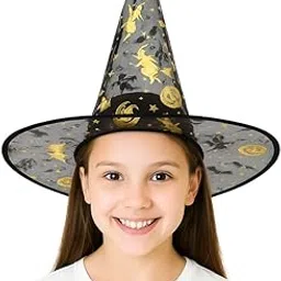 Halloween Witch Hats for Kids & Adults – Magic Party Costume Hat with Golden Print-picture-11