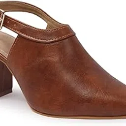 charmwalk Women's Black Closed-Toe Block Heel Sandals with Buckle Strap | Stylish Formal & Office Wear Heels-picture-44