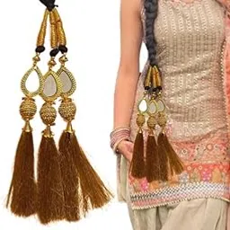 PRAAJKA Punjabi Parandi Paranda Choti Braid/Tassles Hair, Hair Extensions for Girls and Women Mirror Zari Handmade Elegant Punjabi Choti image 1