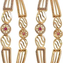 cute gold One Gram Gold Plated Traditional American Diamond Stone Bangles for Women and Girls (4026)-picture-23