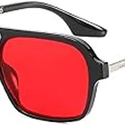 AUGEN By Visions India Retro Vintage Square Abstract Unisex Sunglasses UV Protected Medium Size (Red, 112)- Pack of 1-picture-41