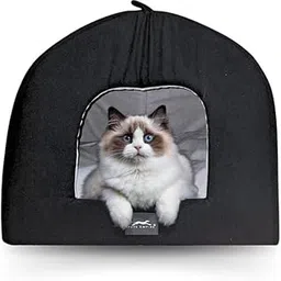 Pets Empire Warm Hut for Cats & Kittens | with Removable Cushions |Bed for Puppies (Size: 46 x 46 x 54 cm) Soft & Comfortable Hut for Cats & Kitties | Kennel House for Pets Black-picture-58