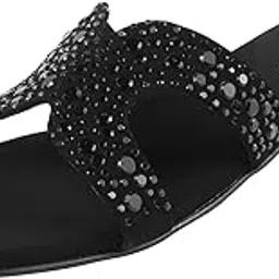 mochi Women's Fashionable Embellised Strap Slides Sandals-picture-11