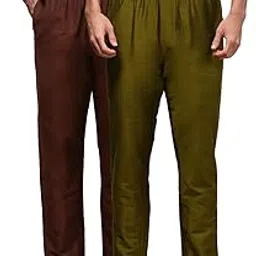 white heart Mens Pack of 2 Cotton Blend Ethnic Wear Solid Pyjama with Elasticated Waistband and Side Pockets-picture-25