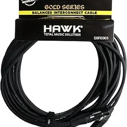 SXFG003 Gold Series XLR Male to XLR Female Balanced Mic Cable with Hawk Connectors, 1 meter length, Black Colour with Cable Tie.-picture-14