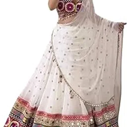 Women's White Color Heavy Chinon Navratri Lehenag Choli-picture-42