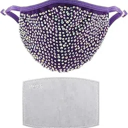 STYLEHEAVEN Rhinestone Bling Face Mask Sparkly Mask+PM2.5 Filter Purple coloured diamond|Health & Beauty|Health Care|Other Health Care Supplies-picture-24