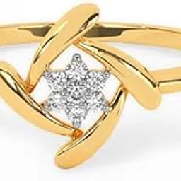 caratlane 9 KT Yellow Gold Swirly Shine Diamond Ring for Women-picture-30