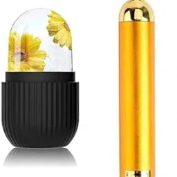 24k Gold Energy Beauty Bar Electric Vibration Facial Massage Roller Waterproof Face Skin Care T-Shaped Anti Wrinkle Massager With Ice Rooller for Forehead Cheek Neck Clavicle Arm (Gold Colour)-picture-35