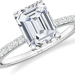 goldhartz 1.94 CT Amethyst Moissanite Ring Side Stone Engagement Ring in Sterling Silver/White Gold Plated Emerald Cut February Birthstone Wedding Ring, Birthday, Anniversary Jewelry-picture-32