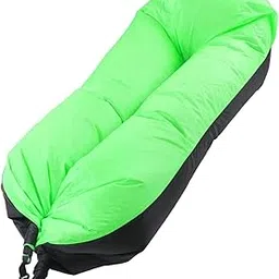 Inflatable Couch, Portable 2.3ft Wide Widely Used 6.1ft Long Oxford Fabric Inflatable Sofa Easy Inflation for Travel (Black and Green)-picture-14