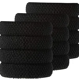 Hire® Thick Hair Ties | Hair Rubber Bands | Ponytail Holder | Thick Scrunchies | No Damage for All Types Of Hair (Color - Black) - Pack of 12-picture-24