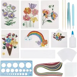 WEBEEDY 20 Sets Paper Quilling Kit for Adults Beginners DIY Flower Quilling Greeting Card Making Kit with Instruction DIY Unique Flower Cards for All Occasions Birthday,Holiday,New Year,Thanksgiving-image-7