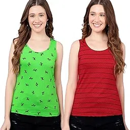 DIAZ Women's Super Combed Cotton Fabric Slim Fit Printed Tank Top(Pack of 2)-picture-54