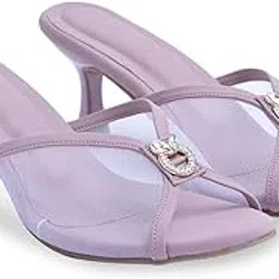 Froh Feet Women's Kitten Heel Embllished Mash sandals 2 Inch Chunky Heels Mules Peep Open Toe Slip On Summer Sandal-image-2