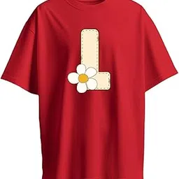 roads to india Women's Pure Cotton Casual T-Shirt – Name Art Alphabet Graphic Tee | Unisex Fit (Regular) | 180 GSM | Half Sleeve, Round Neck | S–5XL | Red-picture-10