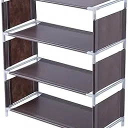 Multi-Purpose Plastic Shoe Rack with Door for Home | Compact Shoe Stand for Entryway, Slippers, Chappals & Sandals | Space-Saving Shoe Organizer 4 layer Grey-picture-14