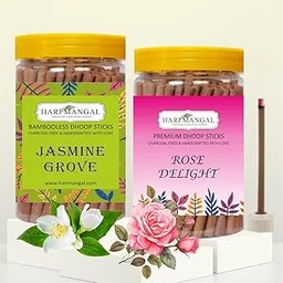 Hari Mangal Dhoop Sticks (80 pcs) | Bambooless & Charcoal Free | Dhoop Sticks for Pooja | Incense Sticks for Home | Dry Dhoop Stick - Pack of 2 (Jasmine + Rose)-picture-45
