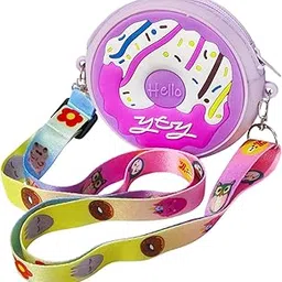 funblast Donut Shape Sling Bag for Kids– Silicone Mini Bag for Girls, Fancy Bag for Girls, Stylish Cross Body Bag with Adjustable Strap (Random Color)-picture-45