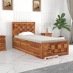 Solid Sheesham Wood Single Bed Elias (Honey, 6X3 Box)-image-98