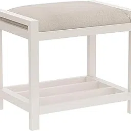 INDIAN DECOR. 37051 Large Vanity Stool with Metal Legs, Cushion Vanity Chair, Dressing Makup Stool Bench, Vanity Seat for Bedroom, Living Room, Bathroom Ottoman, for Women, Girl, Mom, Mother -White-image-13