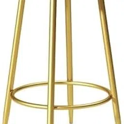 Akifi Craft Premium Velvet Bar Stool with Gold Legs Modern High Chair with Pink Padded Cushion & Metal Footrest Ring for Kitchen Counters, Dining Bars, Vanity Tables, and Lounges (Blue, 65 cm)-picture-23
