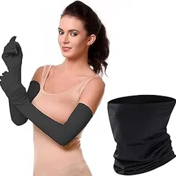 osceola Women Cotton Hand Gloves with Face Mask Combo Pack for Summer UV Sun Protection Driving Outdoor Travel Free Size-picture-31