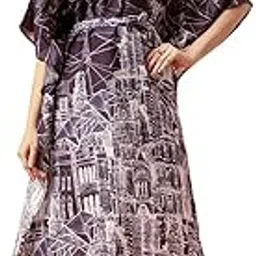 navyasa by liva navyasa Black Liva Linen Silk Abstract Print Kaftan-picture-12