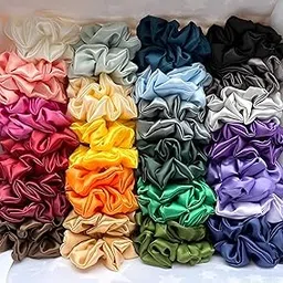 My girl 24 -Pack Satin pony tail holder,Scrunchies for Women and Girls, Multicolor Soft Scrunchy Hair Bands, No-Damage Ties for All Hair Types, Fashionable Hair Accessories (Random Colours 24 PCS)-image-8
