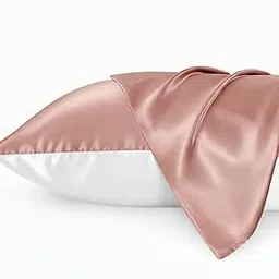 Blacksmith SatinSilk Dual Tone Pillow Cover for Hair and Skin | Silk Pillow Case | Enveloper Closure| Rose Gold & White | 36 x 20 Inch | Pack of 3-image-7