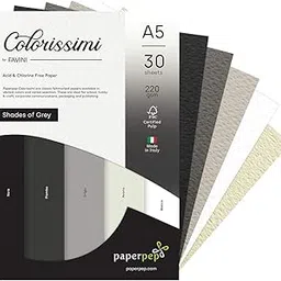Paper Pep Colorissimi Card Stock 220GSM A5 Shades of Grey Assorted Pack of 30 Sheets-picture-31