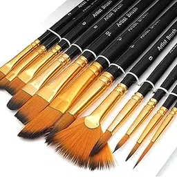 Eclet Craft Painting Brushes Set of 12 Professional Round Pointed Tip Nylon Hair Artist Acrylic Paint Brush for Acrylic/Watercolor/Oil Painting(H) image 1