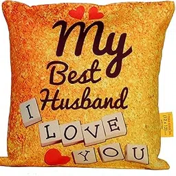 TIED RIBBONS Valentine Gift Anniversary Retirement Birthday Valentine Gift for Husband Love Romantic Printed Cushion Cover Pillow (12x12 inch) with Filler Set Combo image 1
