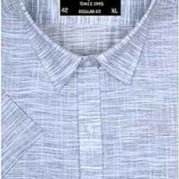 accox Men's Breathable Cotton Linen Half Sleeves Plain Regular Fit Shirt (O_GCR447)-picture-36
