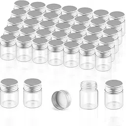 40 Pack 15ml/0.5oz Glass Vials With Aluminum Screw Caps Empty Sample Bottles Container Small Glass Jars For DIY Cosmetics Art Craft Decor Jewelry Storage 30mmx40mm-image-27