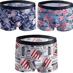 Nimai Creation Printed Underwear for Men's Printed Boxer Briefs Breathable Ice Silk Fabric Camouflage Underwear Multicolor (Pack of 3) (Size-XL)-picture-37