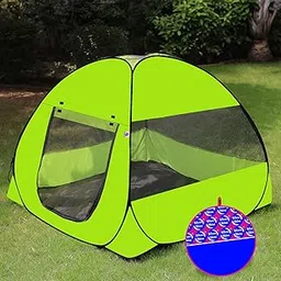SILVER SHINE Multicolor Foldable Kids Play Tent House | Pop-Up Tent with Mosquito Net | Fun Indoor & Outdoor Playhouse for Boys & Girls (Up to 10 Years) - Dark Green-image-23