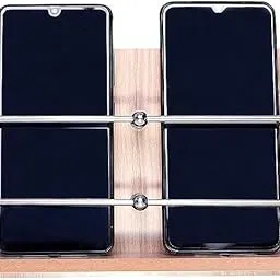 GRIDLAB Wooden Double Mobile Holder Stand for Mobile Charging and Keys Hanging at Home, Office, Bedroom (Wooden Double Mobile Stand)-picture-16
