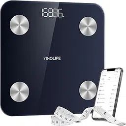 YINOLIFE Smart Scale for Body Weight, Bathroom Digital Weighing Scale with BMI, Body Fat, Muscle Mass, Highly Accurate Scale with LED Display, Sturdy Tempered Glass, Compact Size, 400lb, Blue-image-6