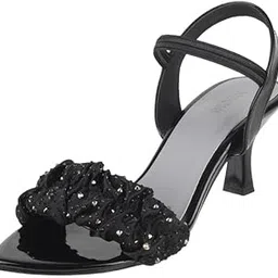 mochi Women's Elegant Metallic Strappy Heels with Embellished Ruffle Strap for Party & Special Occasions-picture-40