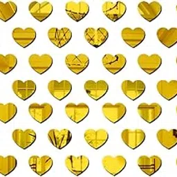 Pixelart - Small Size Heart Golden 20 3D Mirror Acrylic Wall Sticker for Home Decor, Hand Made Greeting Cards, DIY Projects, etc.-picture-22