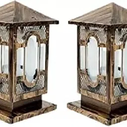Areezo Antique Gate Light Golden Colour Outdoor Gate Lamp for Home Decoration, Garden, Pole Light Bulb not Included (Pack of 2)-picture-26