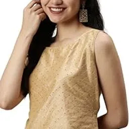 Womens Viscose Sleeveless Crop Top Gold-image-30