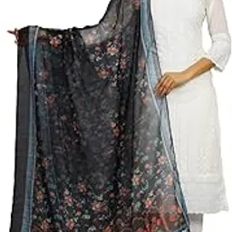 Ravaiyaa - Attitude is everything Handmade Floral Printed Long Scarf Women for Daily Use Dupatta Casual Lightweight Scarves 34"x82" Inch (Blue)-picture-10