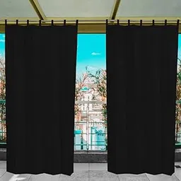 HDPE Fabric 85-90% Sun Blockage & UV Protection Tab Top Loop Balcony & Outdoor Curtains Temperature Reducing for Window&Door Curtains(Black Color_4.5X12 Feet) Pack of 2 Piece-picture-13