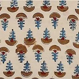 Handicraft-Palace Crafts Sewing Floral Block Printed Voile Fabric 100% Cotton Fabric Dressmaking Sewing Fabric (Beige) (10 Meter)-picture-15