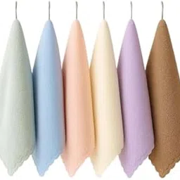 Florabliss ® Microfiber Small Size Face Towel/Handkerchief 400 GSM Super Soft Face Towels for Women's, Kid's & Newborn Set of 6 (25x25 CM) - Multicolor-image-3