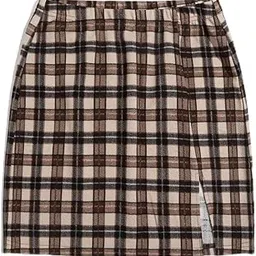 jinjin fashion Plaid Mini Skirt, Black and White Check Pattern, Elastic Waist, Bodycon Fit-picture-40